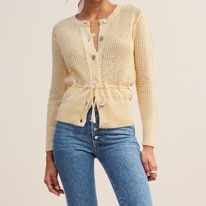 Rouje Paris Paulo Cardigan Cream Button Up Size 2